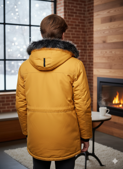 Mit Sherpa-Fell gefütterte Winter-Parka-Jacke für Jugendliche 5140 - Gelb
