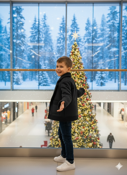 Klassische Kinderjacke mit Fellfutter 5117 - Schwarz