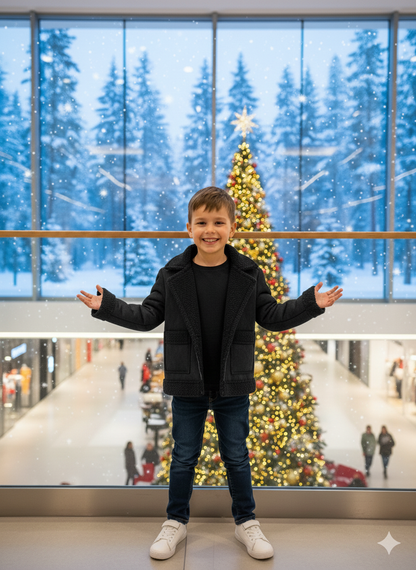 Klassische Kinderjacke mit Fellfutter 5117 - Schwarz