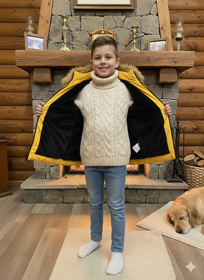 Winterjacke für Kinder mit weichem Plüschfutter 5107 - Gelb