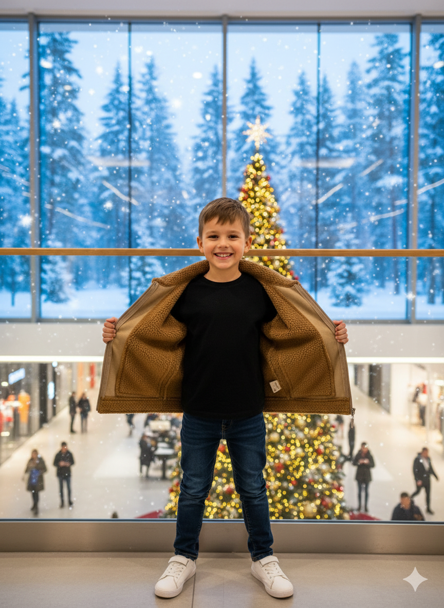 Klassische Kinderjacke mit Fellfutter 5117 - Beige