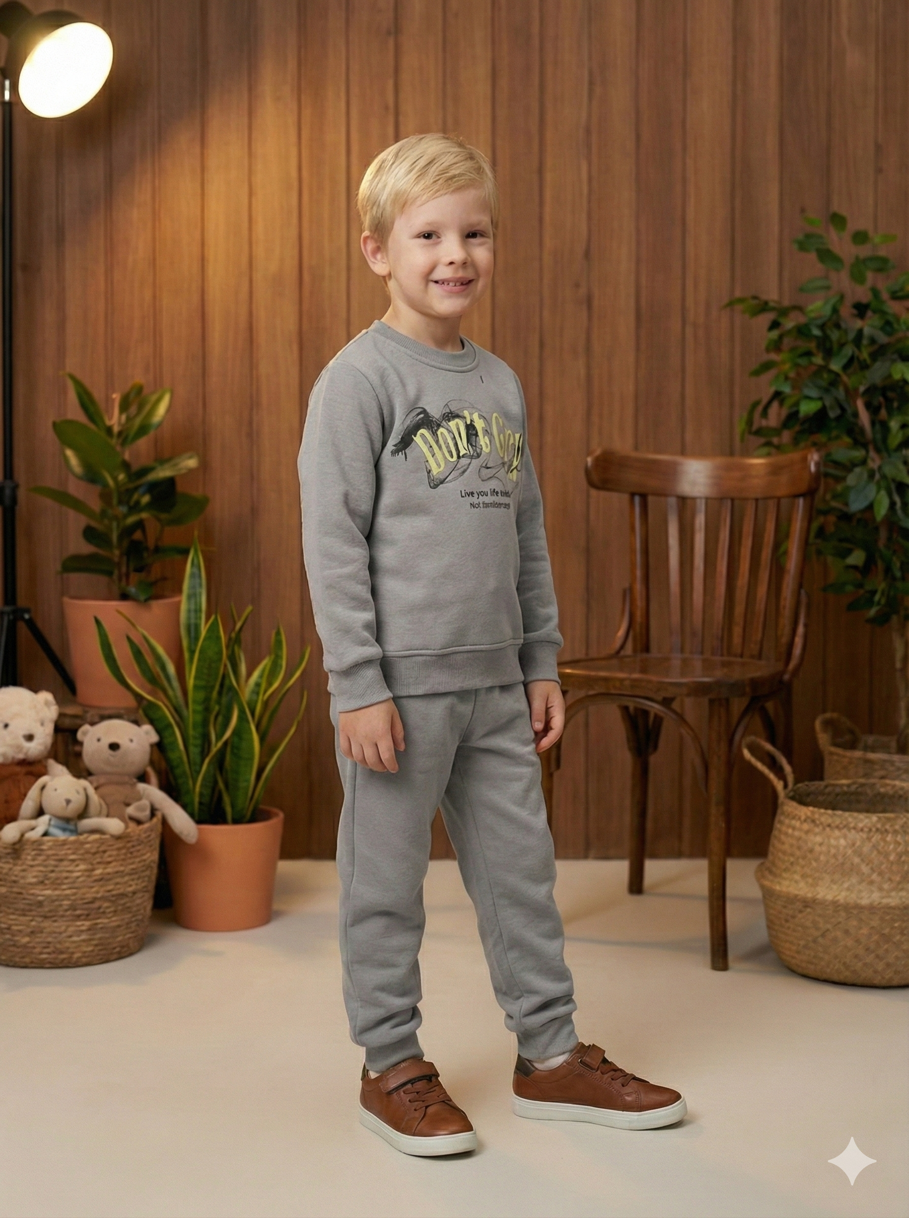 Jungen Winter-Pyjama-Set 3120 - Grau