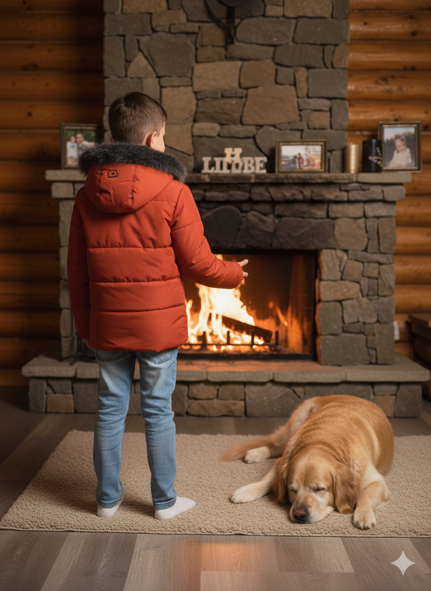 Winterjacke für Kinder mit weichem Plüschfutter 5107 - Ziegelrot