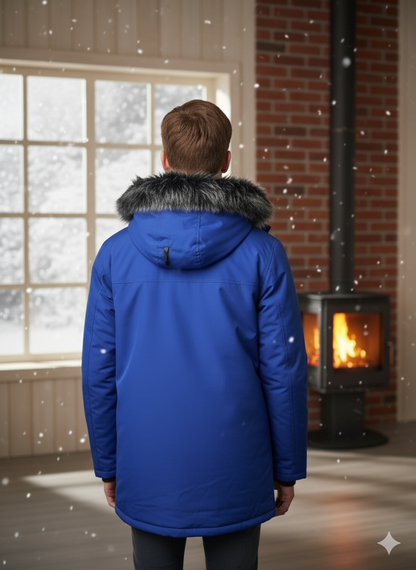 Mit Sherpa-Fell gefütterte Winter-Parka-Jacke für Jugendliche 5140 - Blau