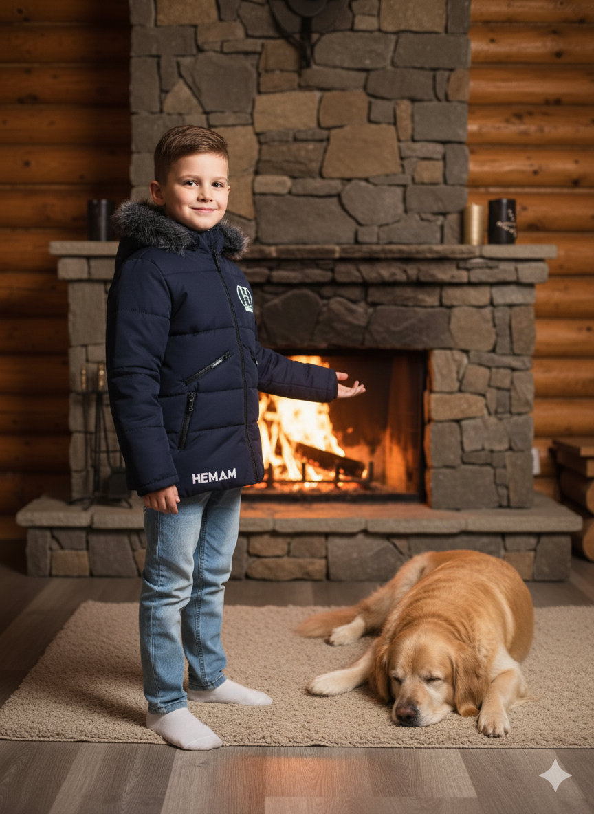 Winterjacke für Kinder mit weichem Plüschfutter 5107 - Dunkelblau