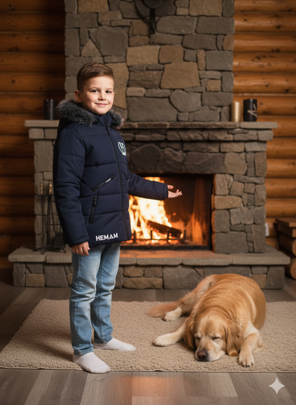 Winterjacke für Kinder mit weichem Plüschfutter 5107 - Dunkelblau