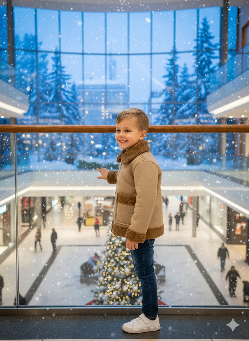 Klassische Kinderjacke mit Fellfutter 5117 - Beige