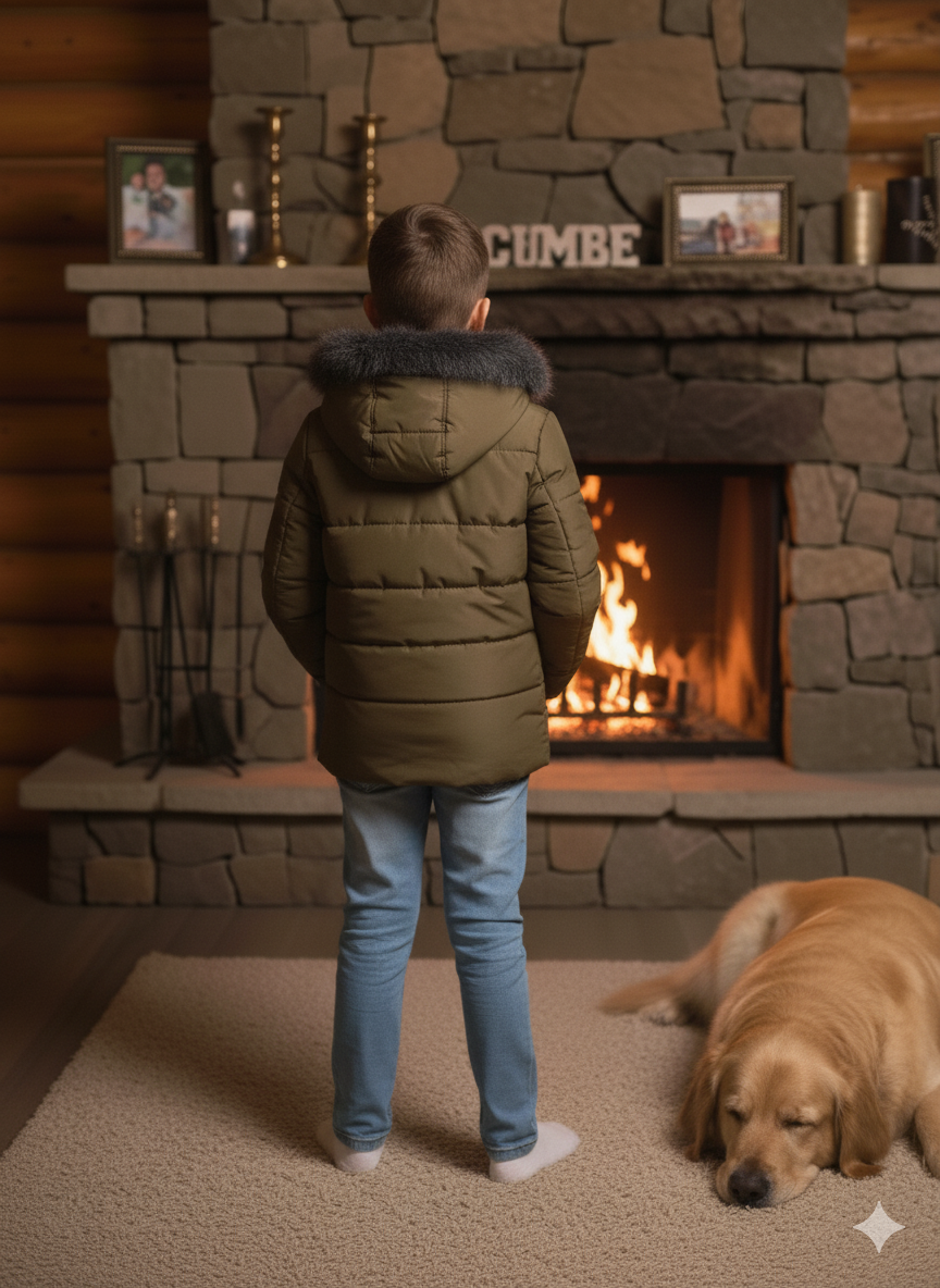 Winterjacke für Kinder mit weichem Plüschfutter 5107 - Khaki