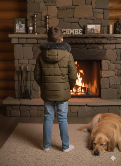 Winterjacke für Kinder mit weichem Plüschfutter 5107 - Khaki