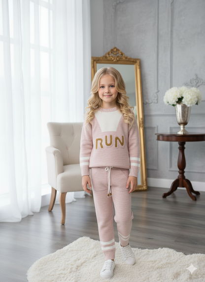 Mädchen Winter Sport-Strickset RUN 3109 - Rosa