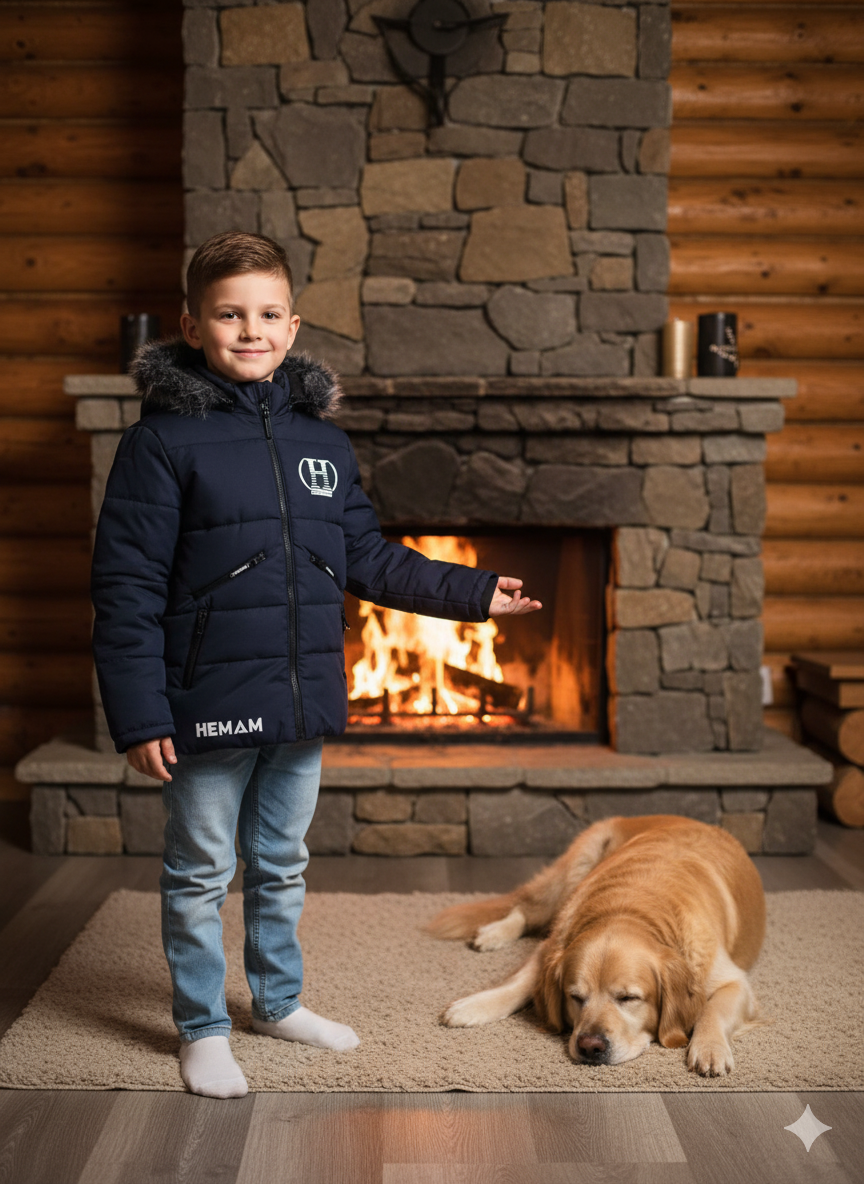 Winterjacke für Kinder mit weichem Plüschfutter 5107 - Dunkelblau