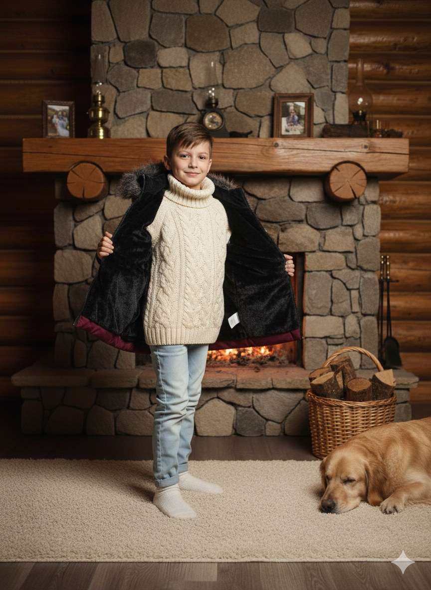 Winterjacke für Kinder mit weichem Plüschfutter 5107 - Bordeaux