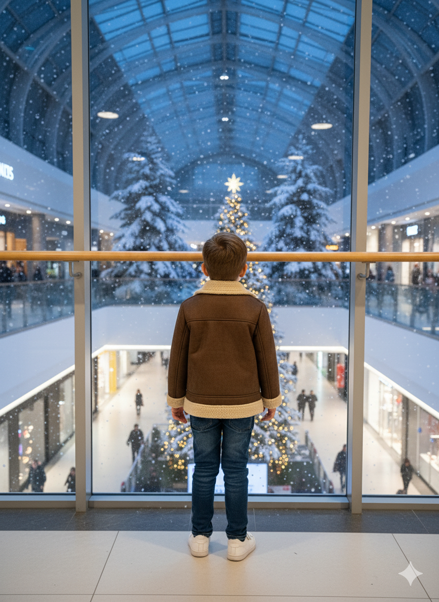 Klassische Kinderjacke mit Fellfutter 5117 - Braun