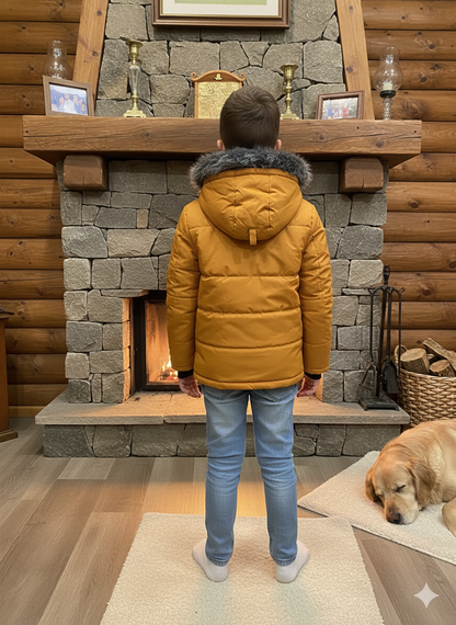 Winterjacke für Kinder mit weichem Plüschfutter 5107 - Gelb