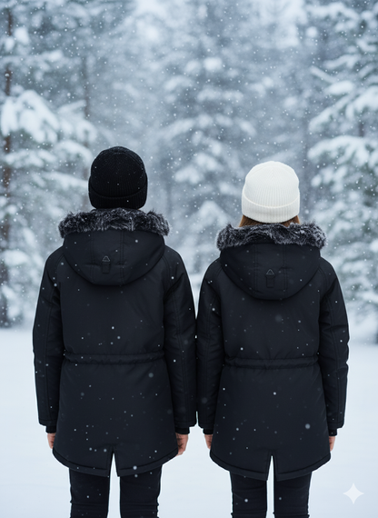 Mit Fell gefütterte Winter-Parka-Jacke für Kinder 5138 - Schwarz