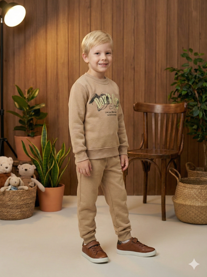Jungen Winter-Pyjama-Set 3120 - Beige
