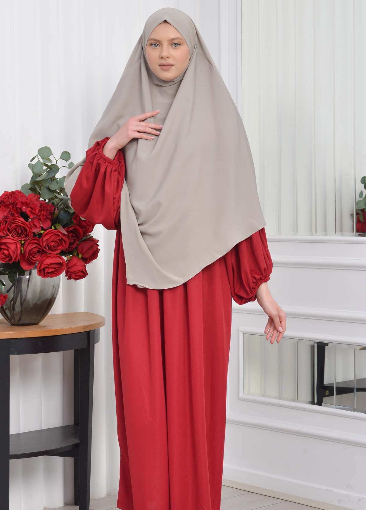 Casual Hijab Dress Suit 2 Pieces 828 - Bordeaux