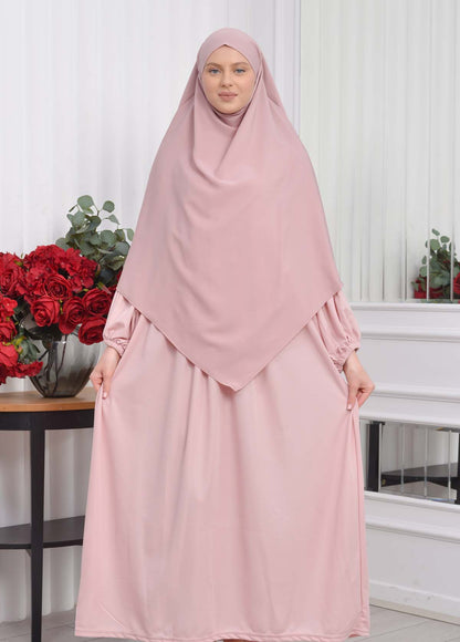Casual Hijab Dress Suit 2 Pieces 828 - Puder