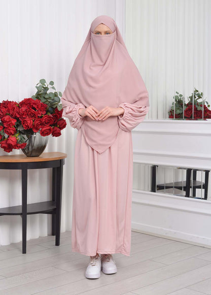 Casual Hijab Dress Suit 2 Pieces 828 - Puder