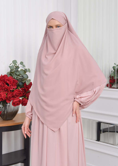 Casual Hijab Dress Suit 2 Pieces 828 - Puder