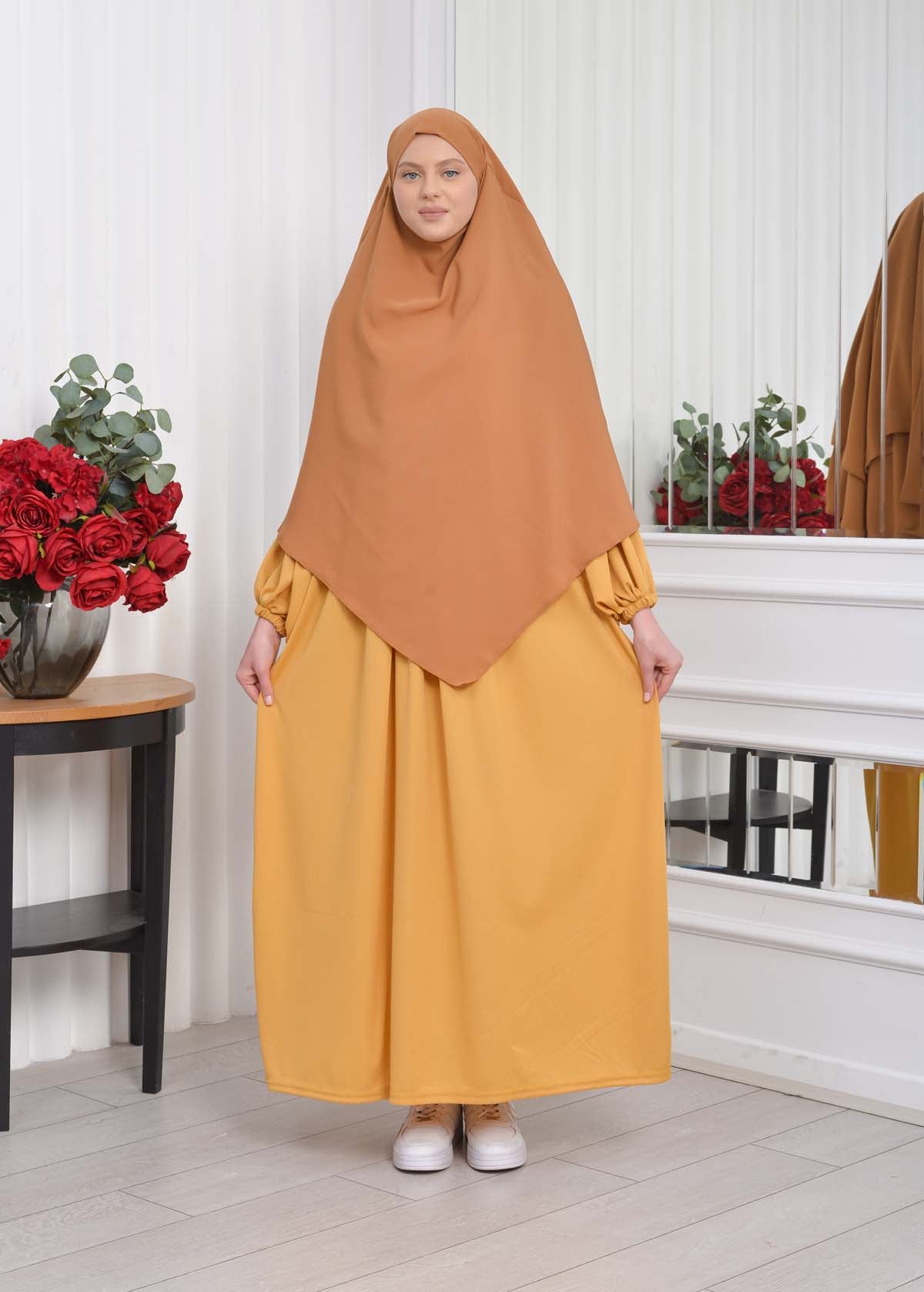 Casual Hijab Dress Suit 2 Pieces 828 - Senf