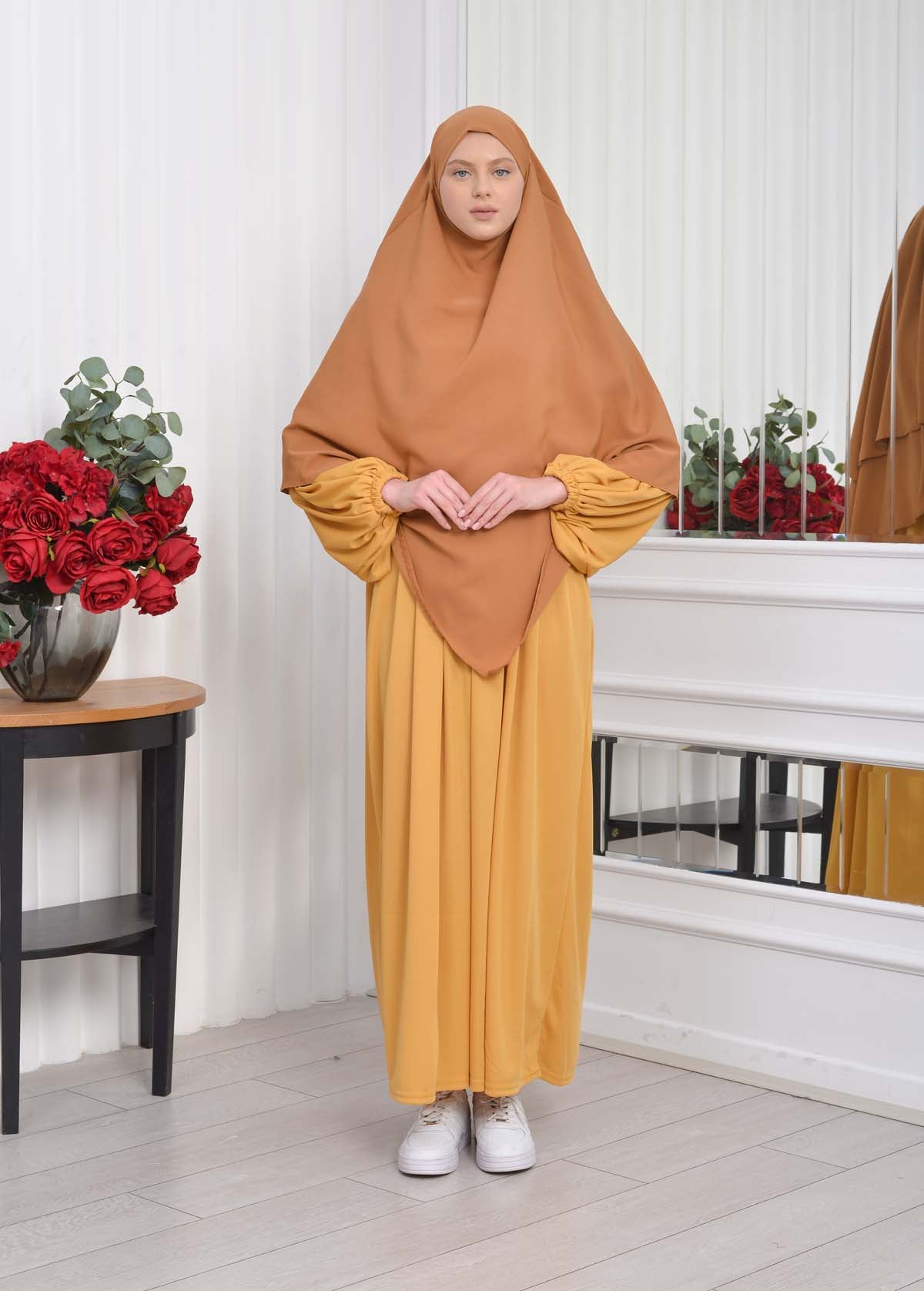 Casual Hijab Dress Suit 2 Pieces 828 - Senf