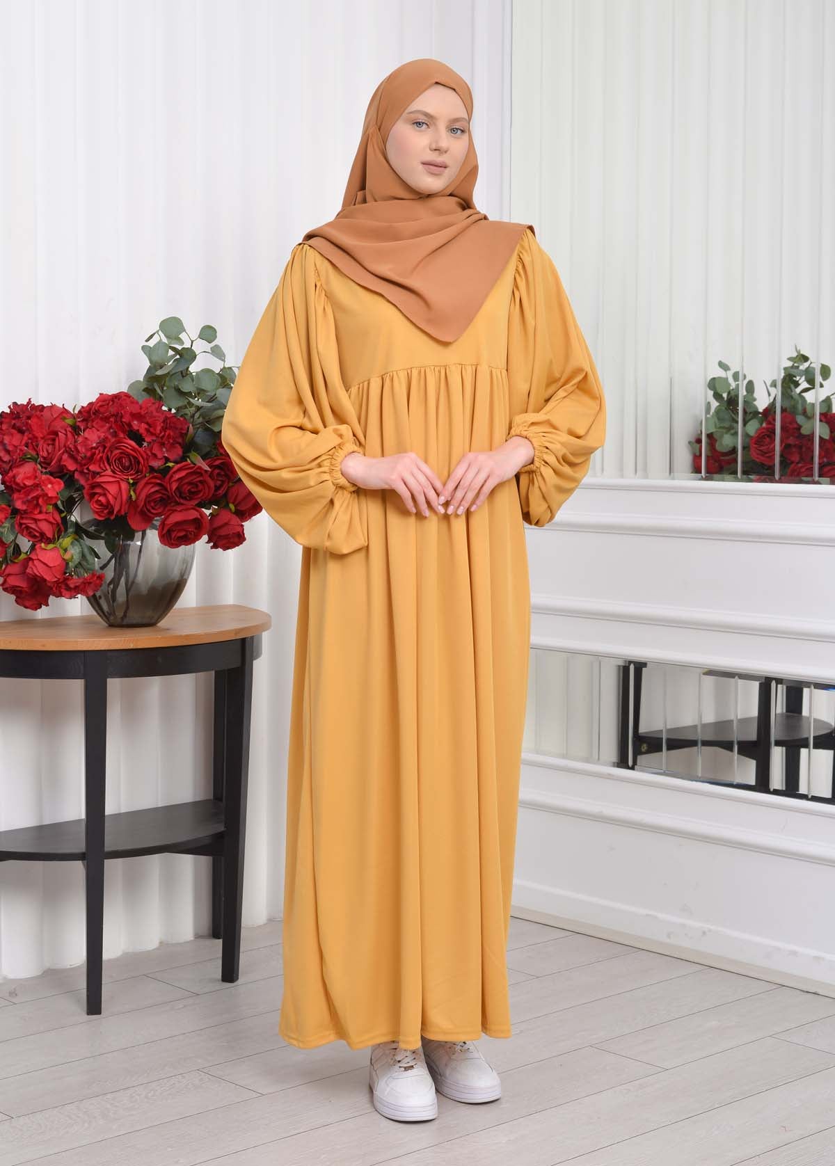 Casual Hijab Dress Suit 2 Pieces 828 - Senf