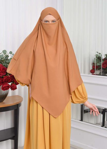 Casual Hijab Dress Suit 2 Pieces 828 - Senf