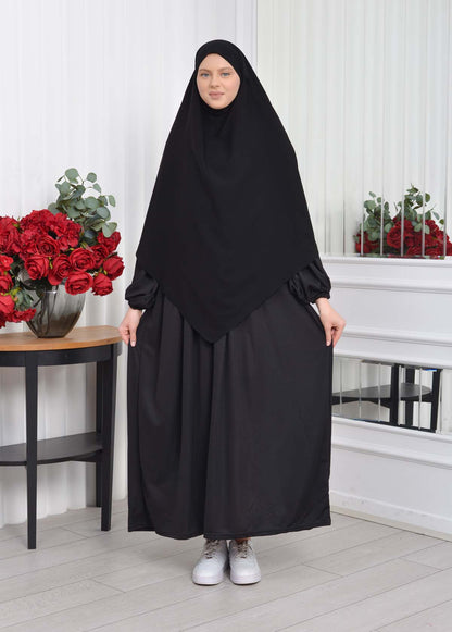 Casual Hijab Dress Suit 2 Pieces 828 - Schwarz
