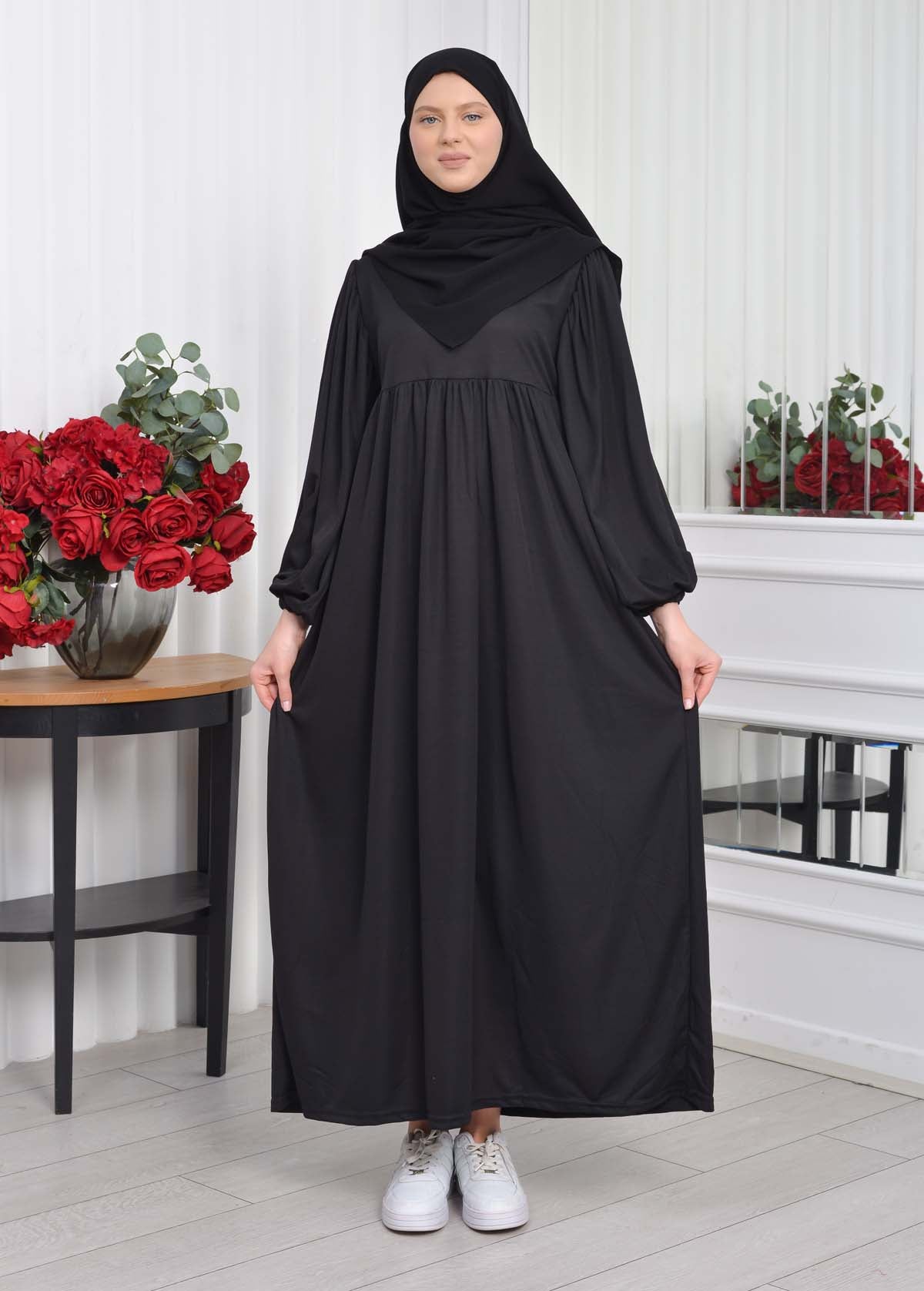 Casual Hijab Dress Suit 2 Pieces 828 - Schwarz
