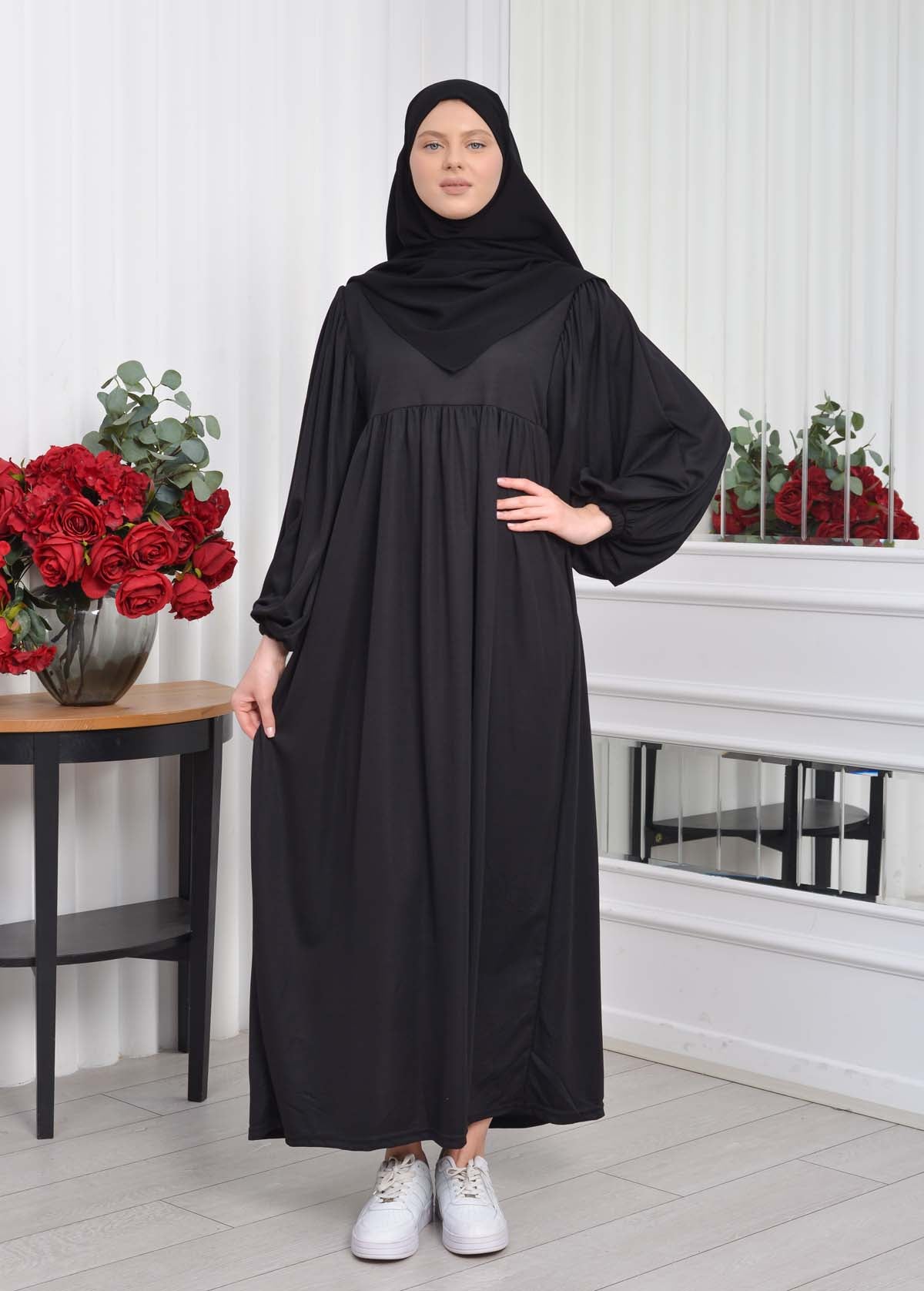 Casual Hijab Dress Suit 2 Pieces 828 - Schwarz
