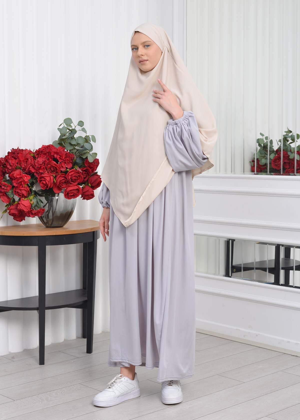 Casual Hijab Dress Suit 2 Pieces 828 - Grau