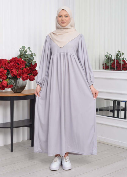 Casual Hijab Dress Suit 2 Pieces 828 - Grau