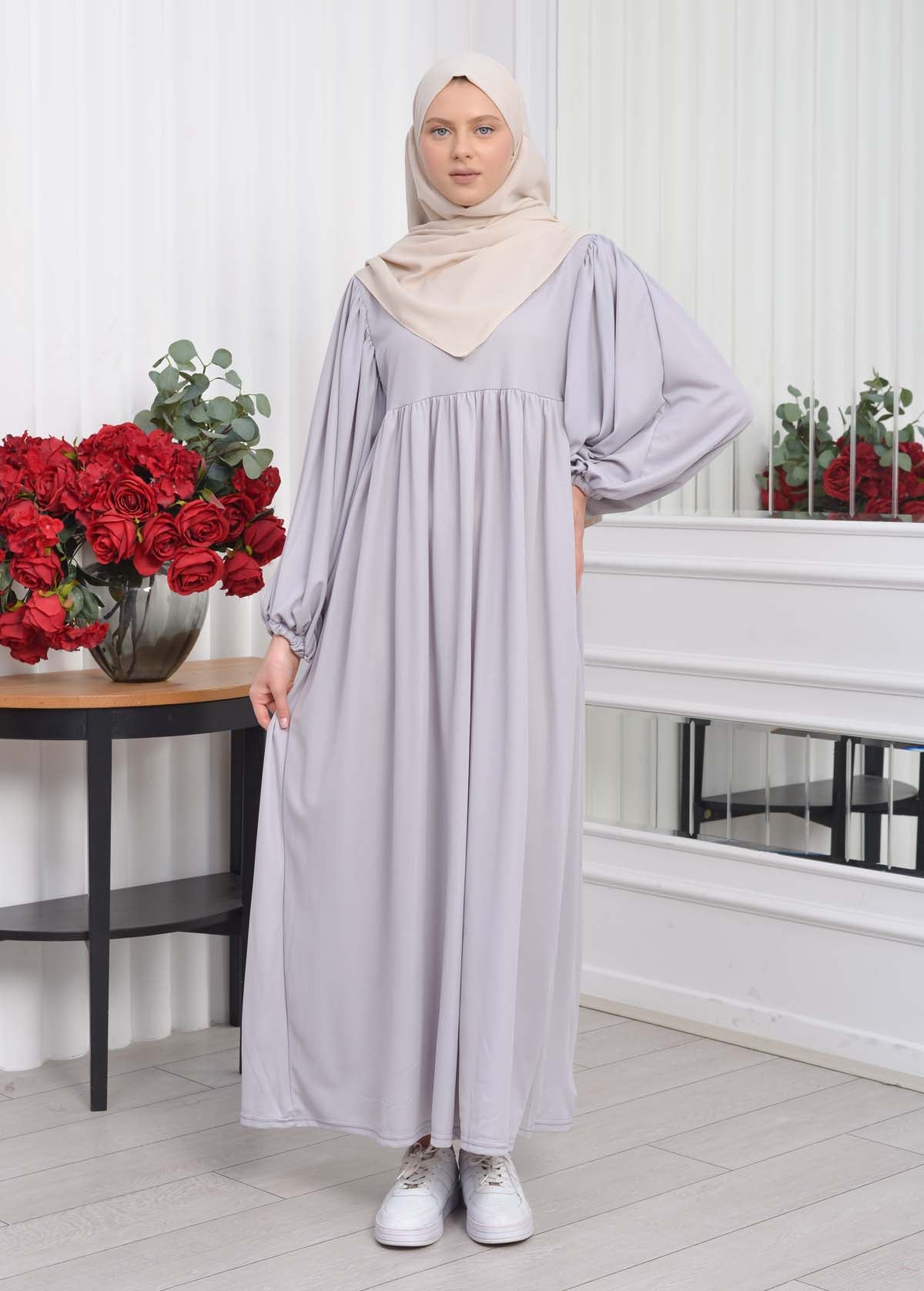 Casual Hijab Dress Suit 2 Pieces 828 - Grau