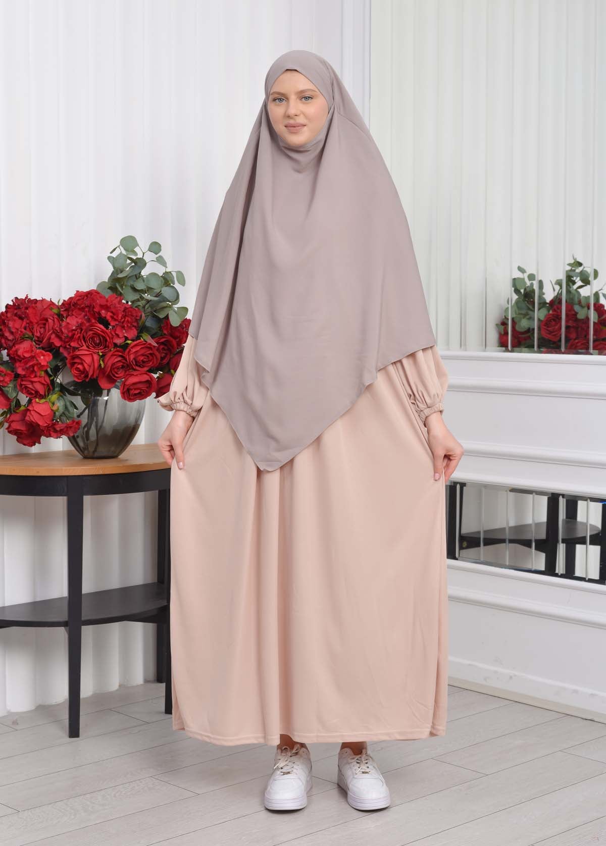 Casual Hijab Dress Suit 2 Pieces 828 - Beige