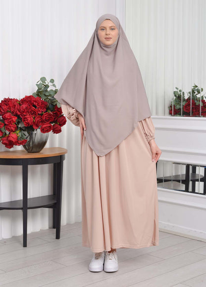 Casual Hijab Dress Suit 2 Pieces 828 - Beige
