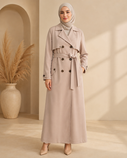 1255  مانطو كريستال ردة دبل - Beige