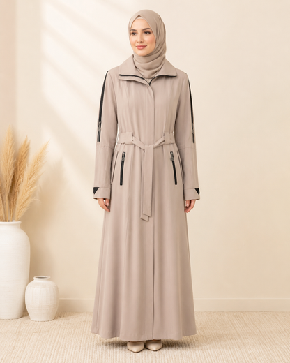 1254  مانطو جاكوار سحاب - Beige