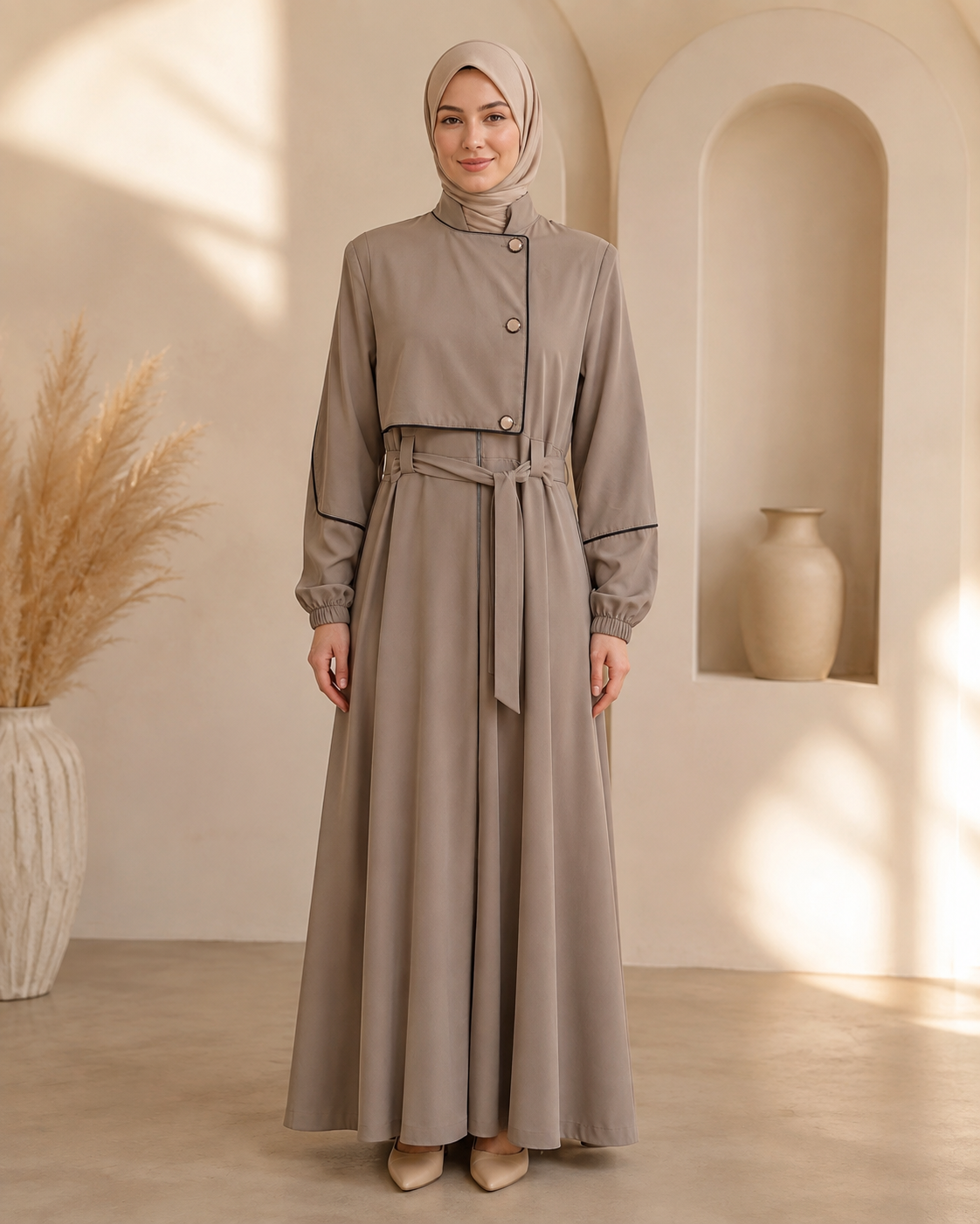 715  عباية صدر ردة - Mausgrau