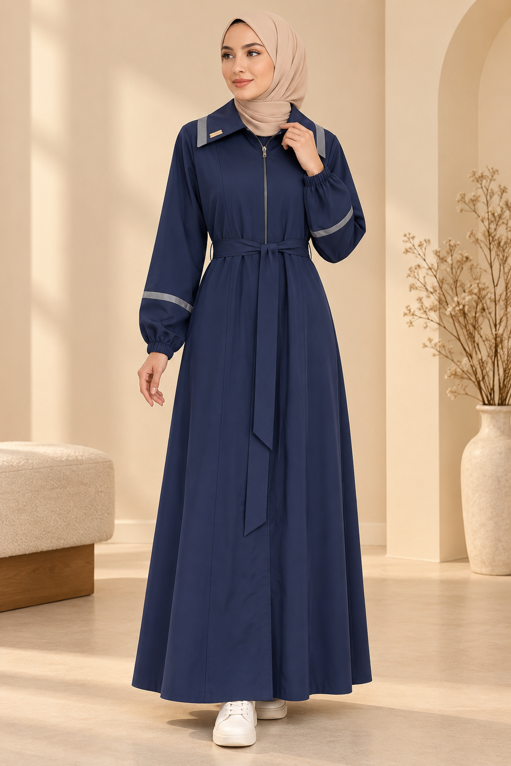 741  عباية ياقة كبيرة - Dunkelblau