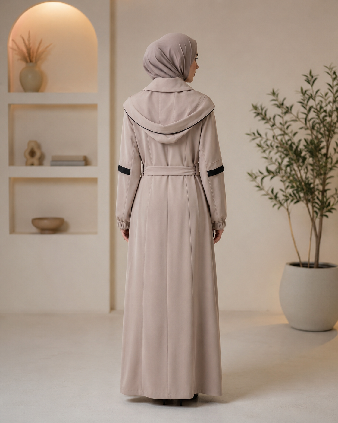 1248  مانطو كريستال قبة ملكية - Beige