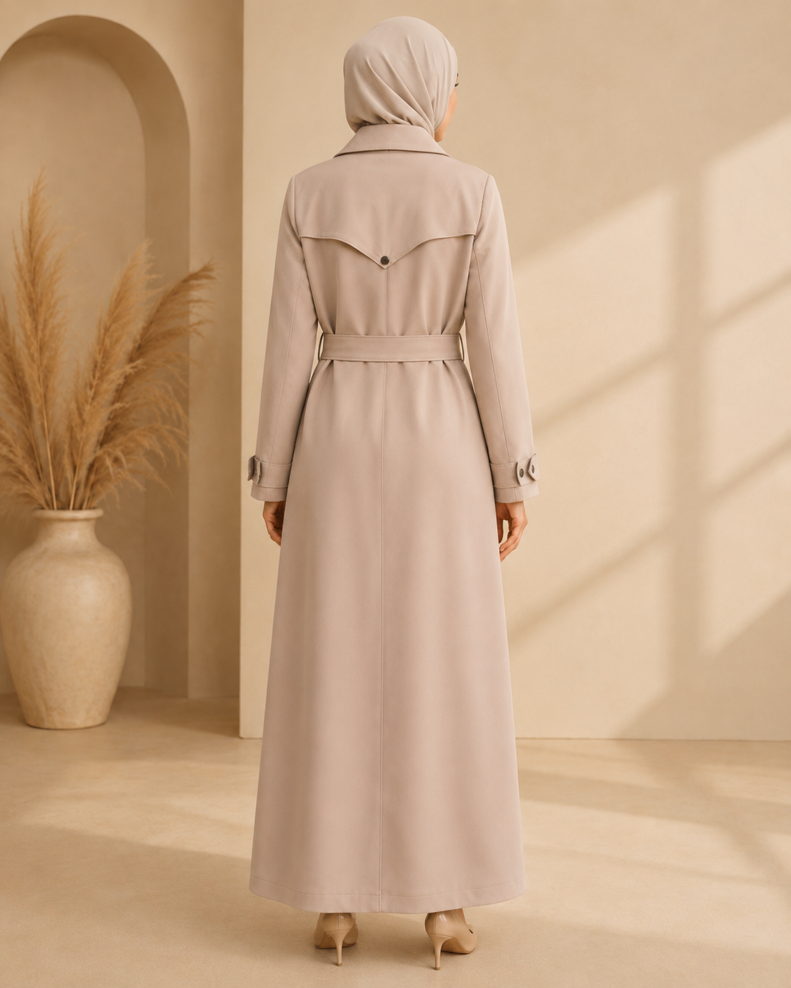 1255  مانطو كريستال ردة دبل - Beige