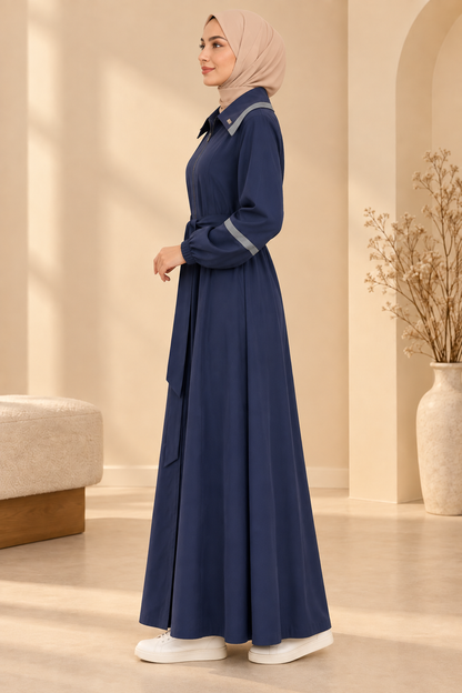 741  عباية ياقة كبيرة - Dunkelblau