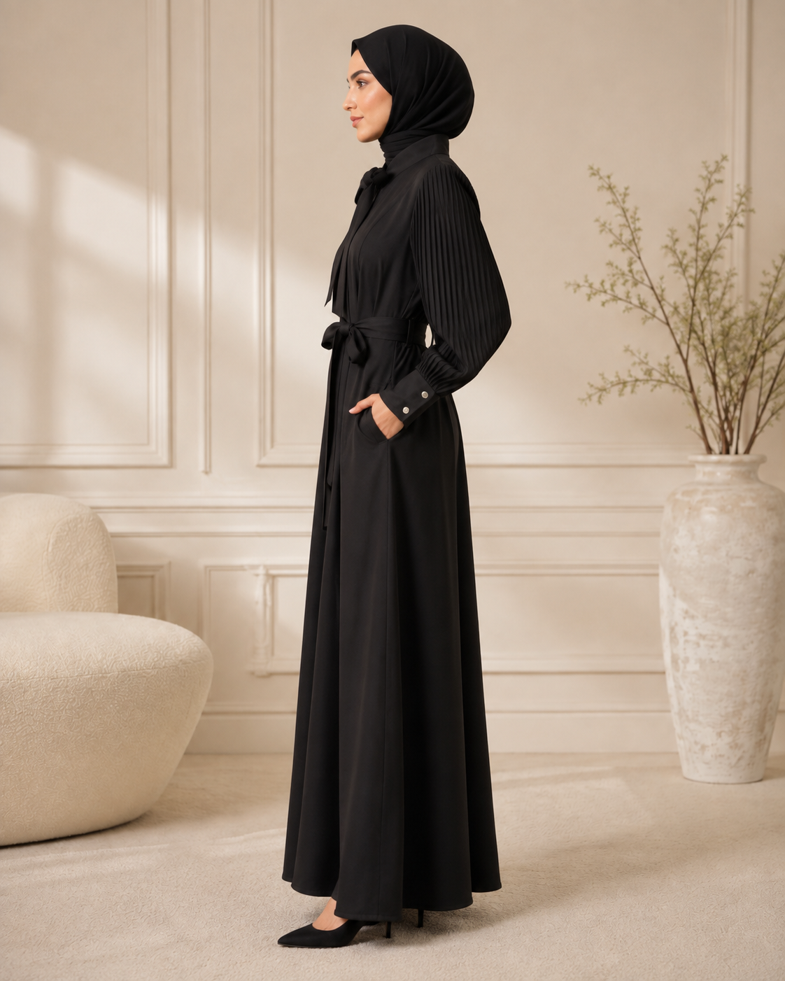 700 عباية بليسة - Schwarz