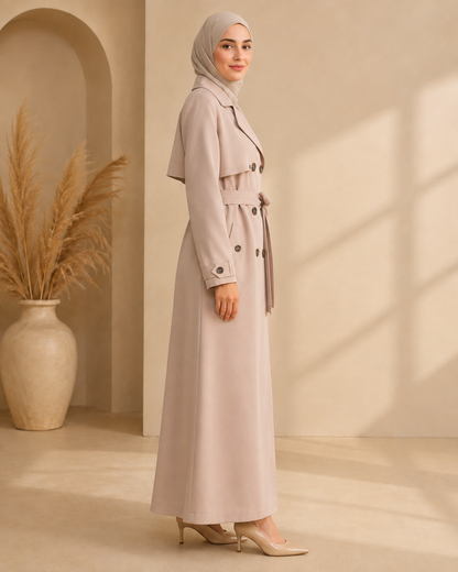 1255  مانطو كريستال ردة دبل - Beige