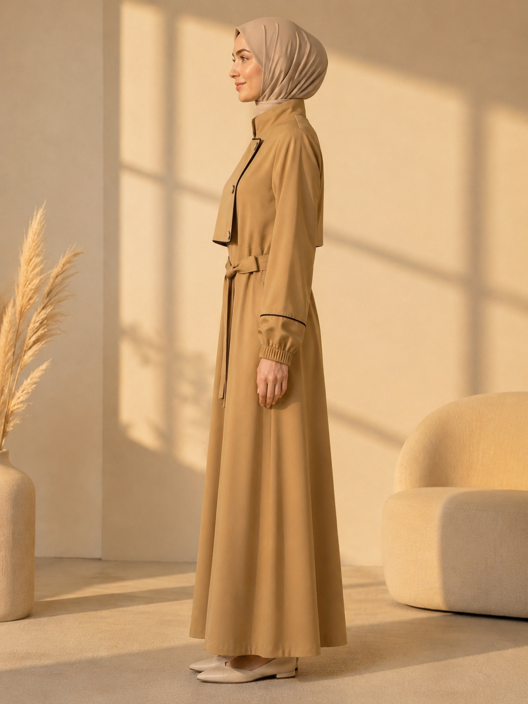 715  عباية صدر ردة - Beige