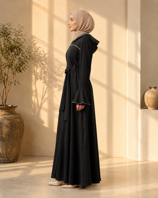 738  عباية كبشون كم كسرات - Schwarz
