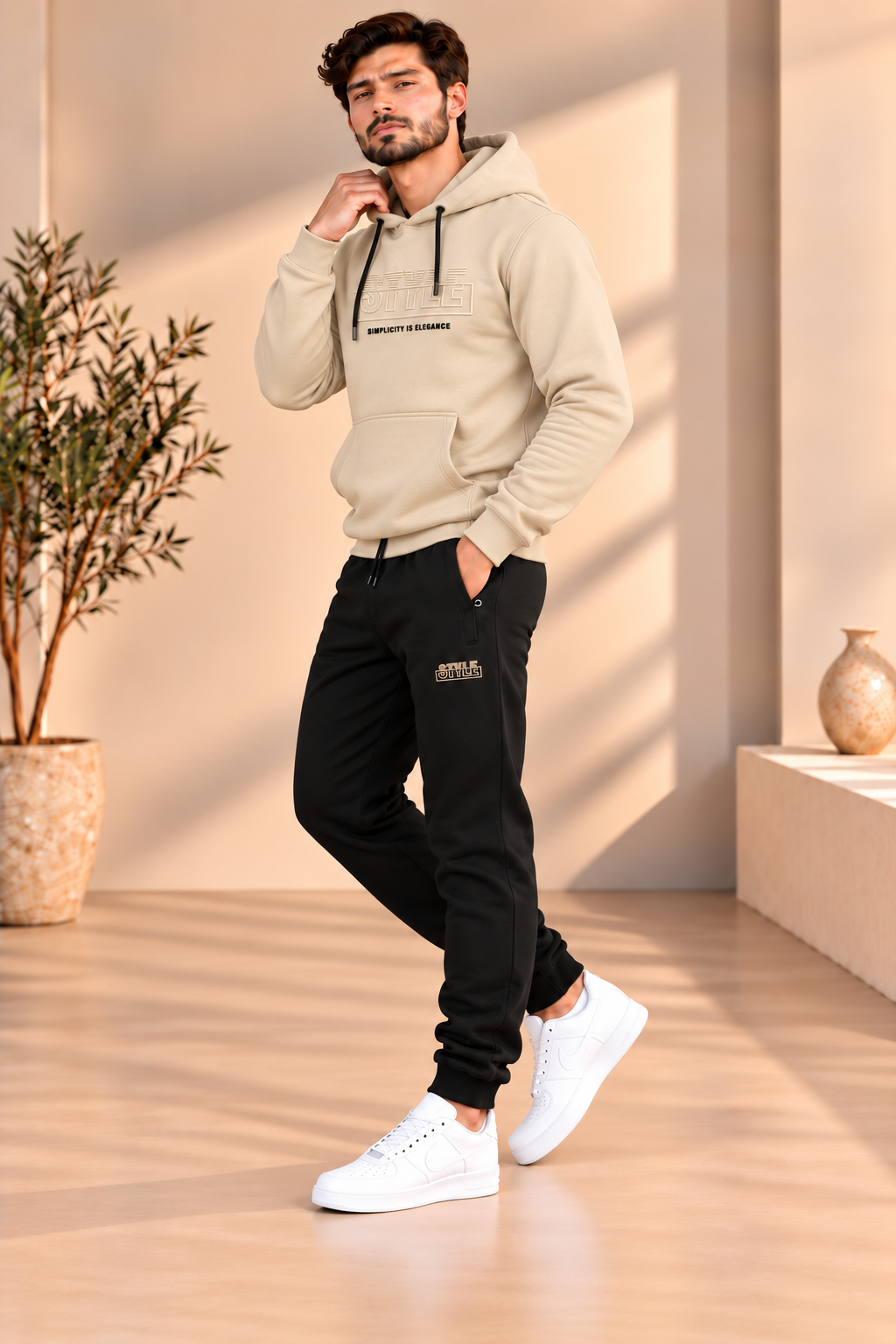2216 بيجمة رجالي - Beige