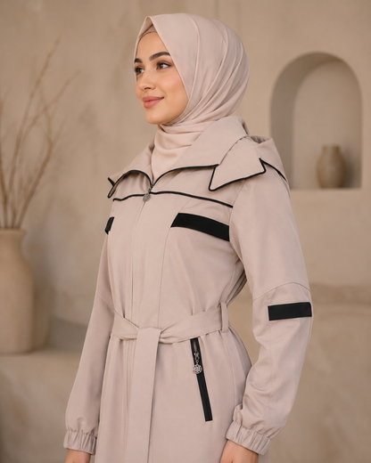 1248  مانطو كريستال قبة ملكية - Beige