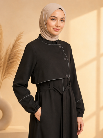 715  عباية صدر ردة - Schwarz